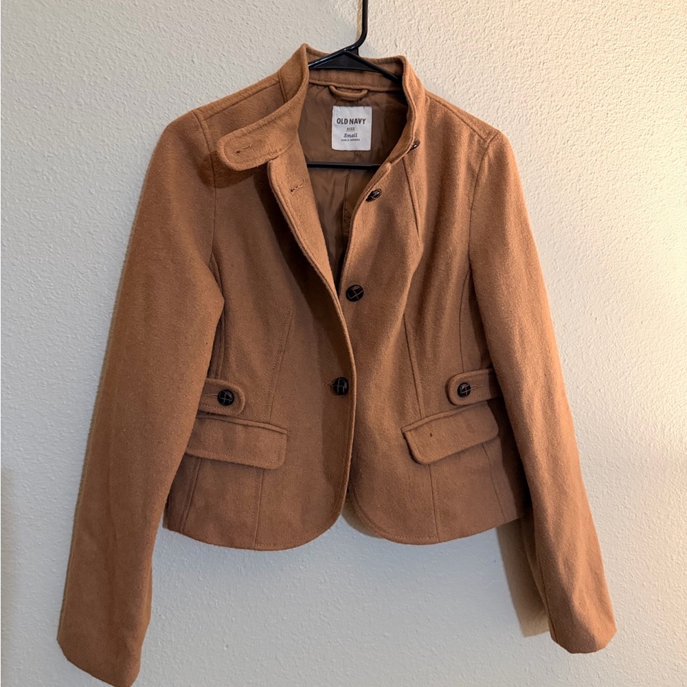Old Navy Tan Women's Jacket | Crop Length, Button Closure | Size Small